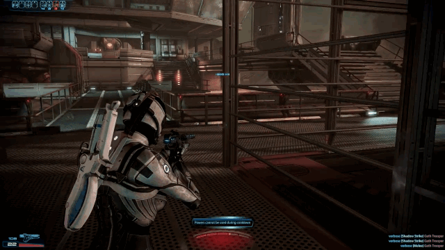 The N7 Shadow Infiltrator melee attack, with flame sword.