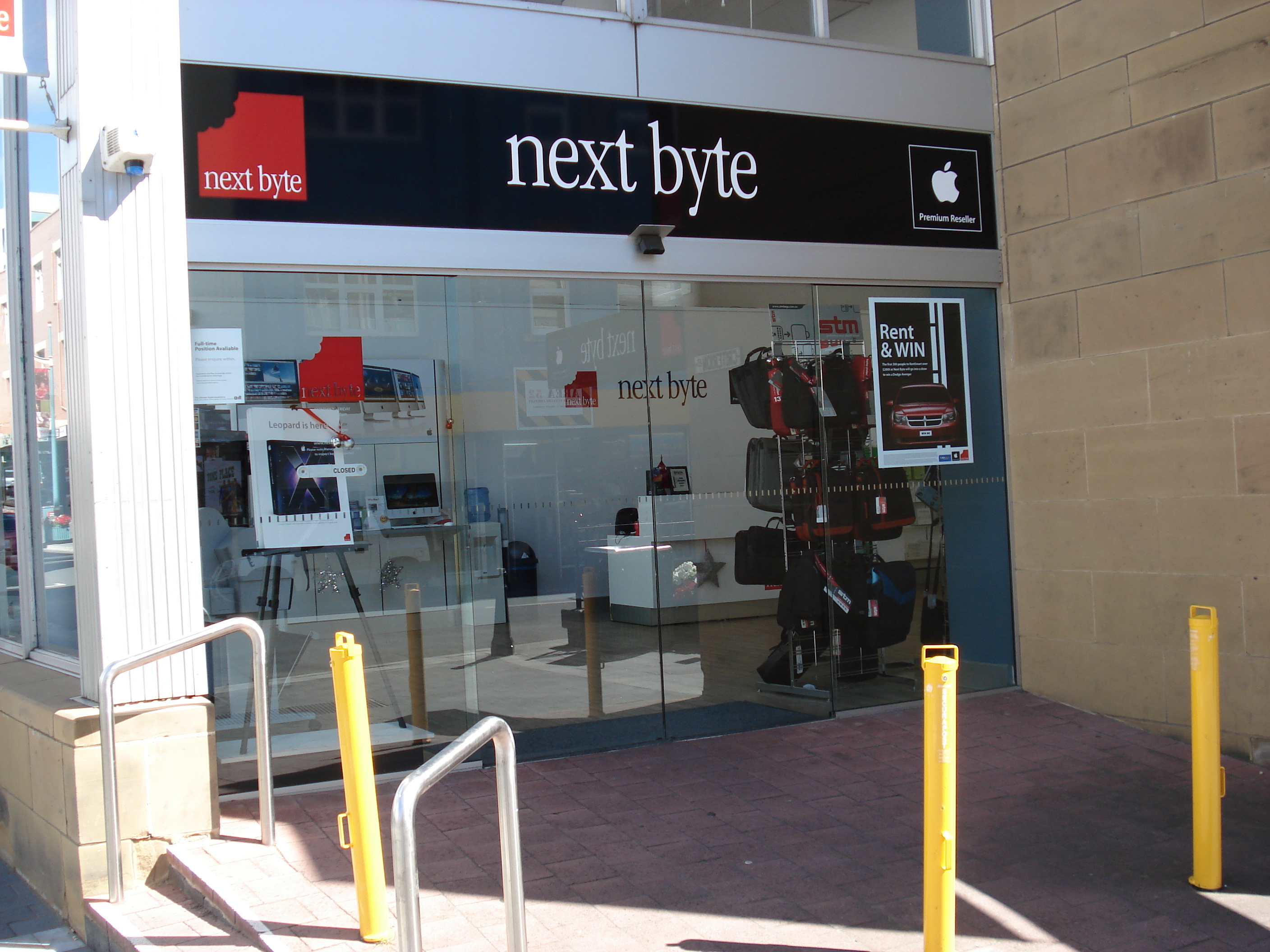 Sliding glass door entrance to Next Byte Hobart, circa 2008