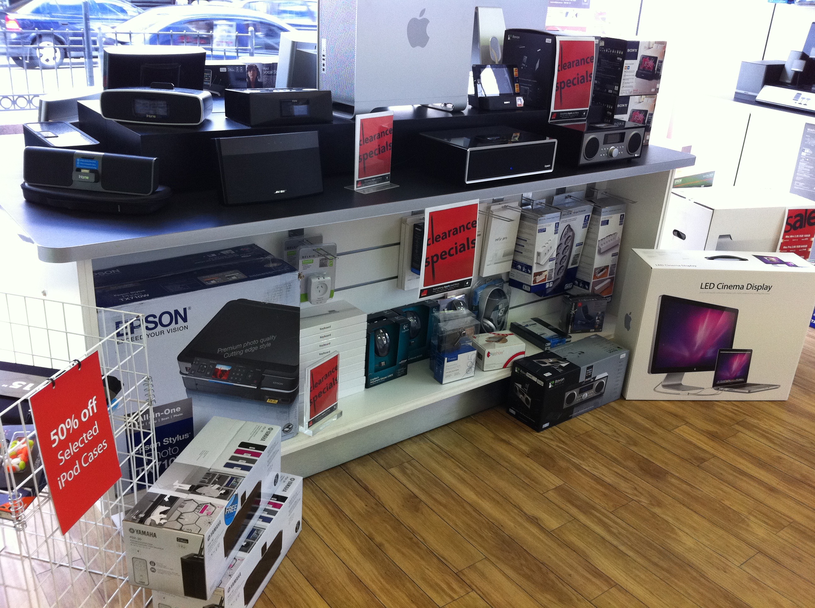 photo showing iPod dock clearance specials and other accessories
