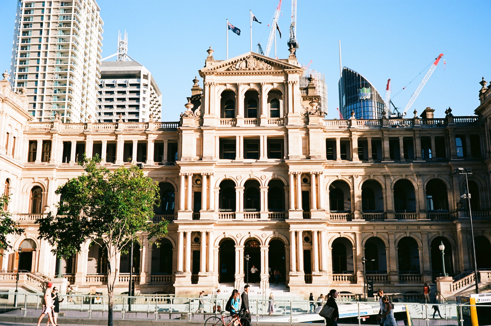 A film scan of Brisbane Treasury Casino and Hotel, as seen from Reddacliff Place